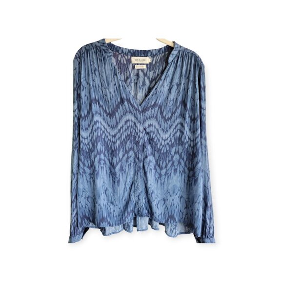 Indi & Cold Tie dye effect print blouse in Indigo size L EUC 100% viscose - Picture 7 of 14